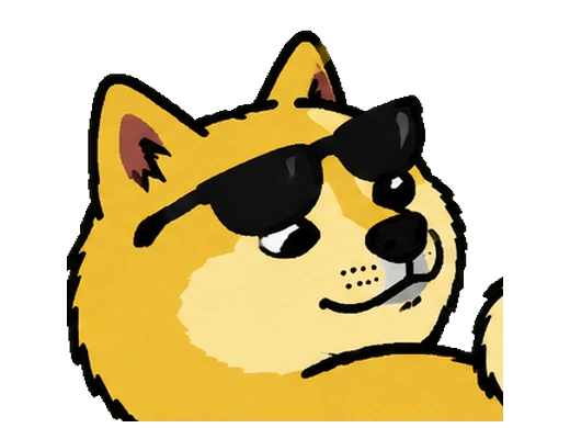the shiba in sunglasses, calm, mid-shift